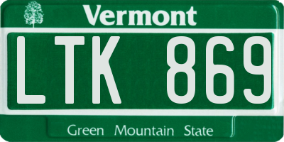 VT license plate LTK869
