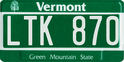 VT license plate LTK870