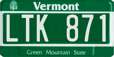 VT license plate LTK871