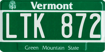 VT license plate LTK872