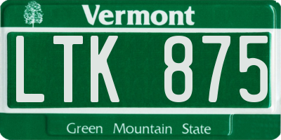 VT license plate LTK875