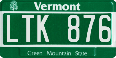 VT license plate LTK876