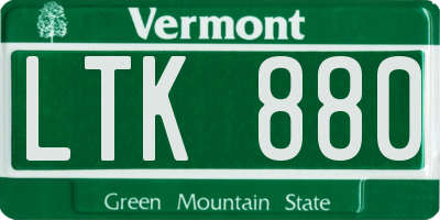 VT license plate LTK880