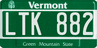 VT license plate LTK882
