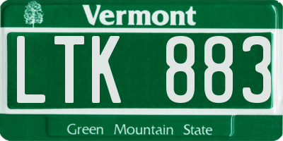 VT license plate LTK883