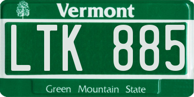 VT license plate LTK885