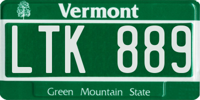 VT license plate LTK889