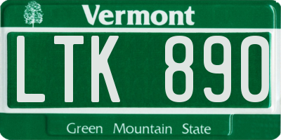 VT license plate LTK890