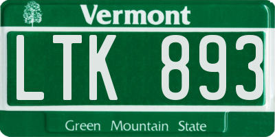 VT license plate LTK893