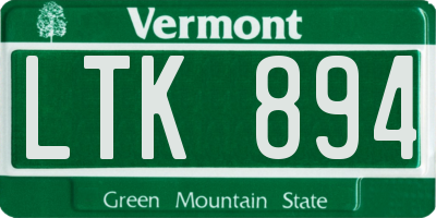 VT license plate LTK894
