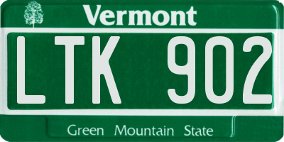 VT license plate LTK902