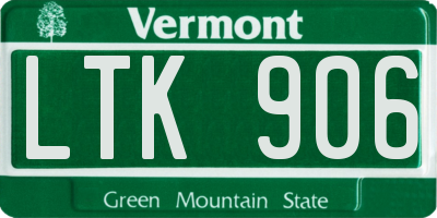 VT license plate LTK906