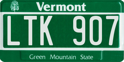 VT license plate LTK907