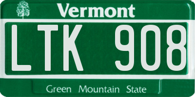 VT license plate LTK908