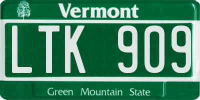 VT license plate LTK909