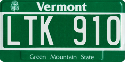 VT license plate LTK910