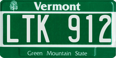 VT license plate LTK912