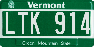 VT license plate LTK914