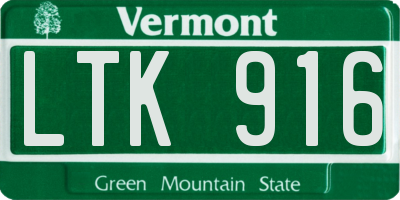 VT license plate LTK916