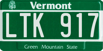 VT license plate LTK917