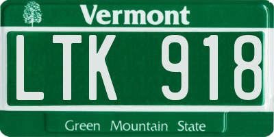 VT license plate LTK918