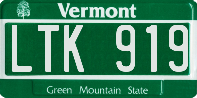 VT license plate LTK919