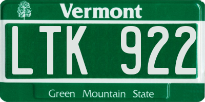 VT license plate LTK922