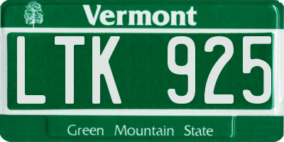 VT license plate LTK925