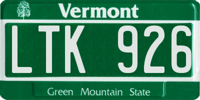 VT license plate LTK926