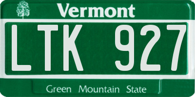 VT license plate LTK927