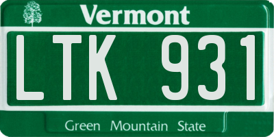 VT license plate LTK931