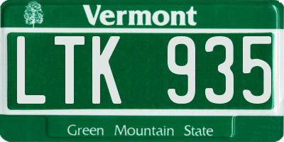 VT license plate LTK935