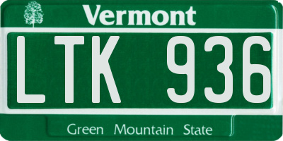 VT license plate LTK936
