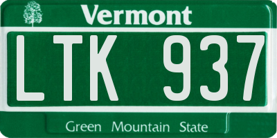 VT license plate LTK937