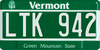 VT license plate LTK942