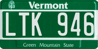 VT license plate LTK946