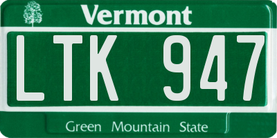VT license plate LTK947