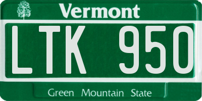 VT license plate LTK950