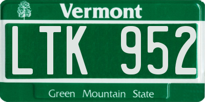 VT license plate LTK952