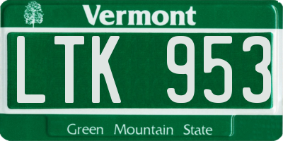 VT license plate LTK953