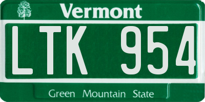 VT license plate LTK954