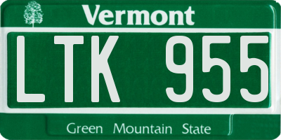 VT license plate LTK955