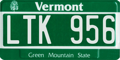 VT license plate LTK956