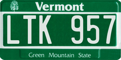 VT license plate LTK957