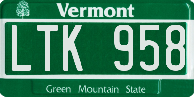 VT license plate LTK958