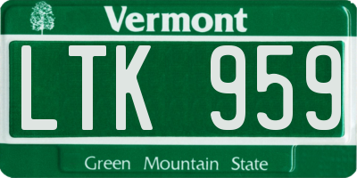 VT license plate LTK959