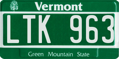 VT license plate LTK963