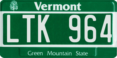 VT license plate LTK964