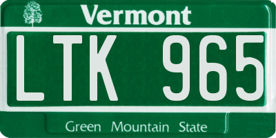 VT license plate LTK965
