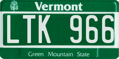 VT license plate LTK966